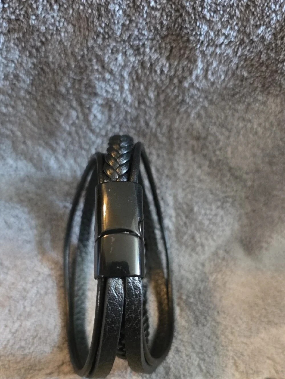 Black Multi-Strand Cross Leather Bracelet -  Men Accessories